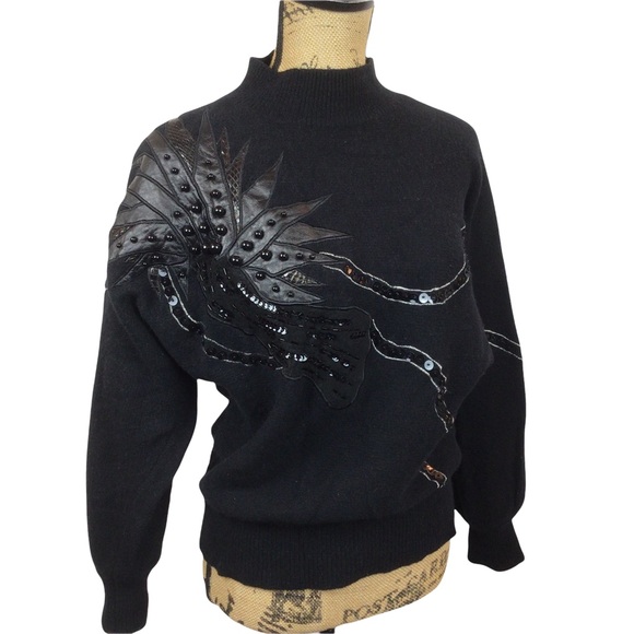 Vintage Gloria Furman Embellished Sweater Black - Picture 4 of 9